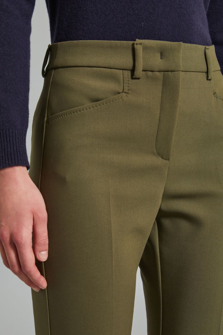 Pantaloni dritti in tela - VERDE OLIVA - Fashion Market - 2