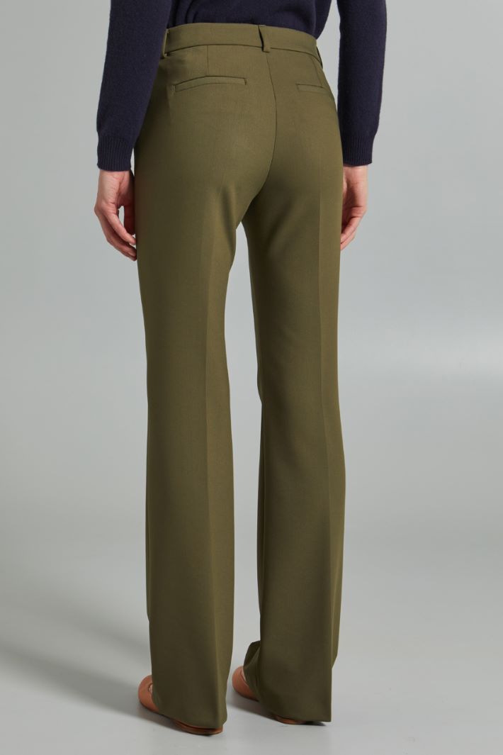 Pantaloni dritti in tela - VERDE OLIVA - Fashion Market - 3