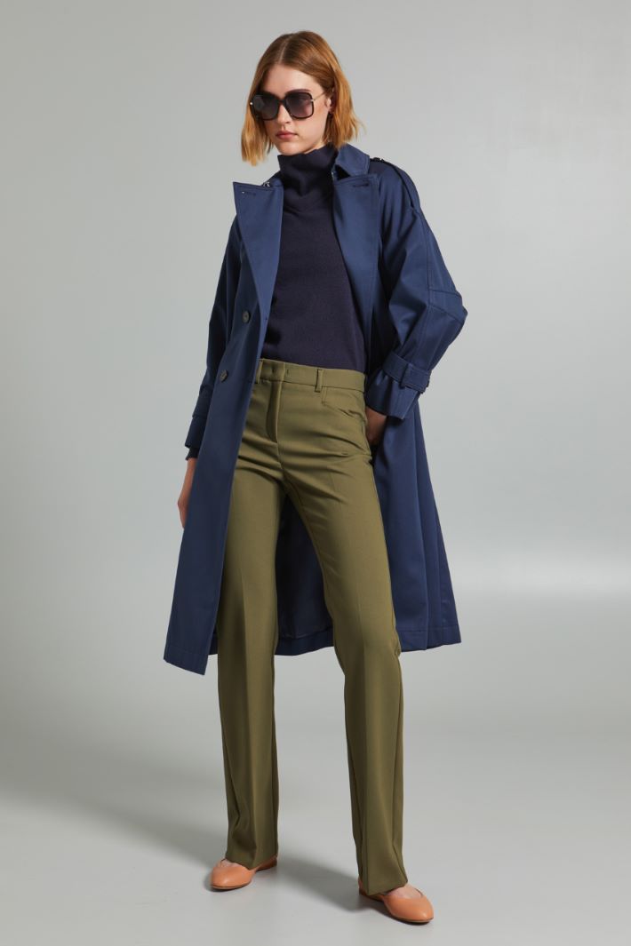Pantaloni dritti in tela - VERDE OLIVA - Fashion Market