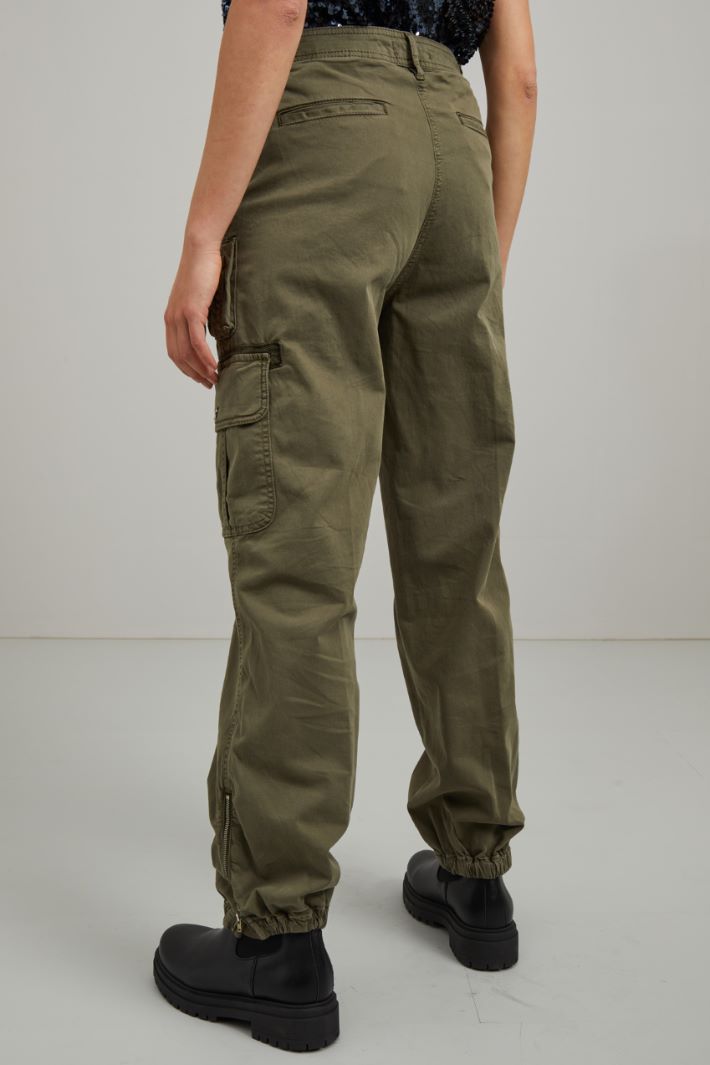 Pantaloni in gabardina - VERDE KAKI - Fashion Market - 4