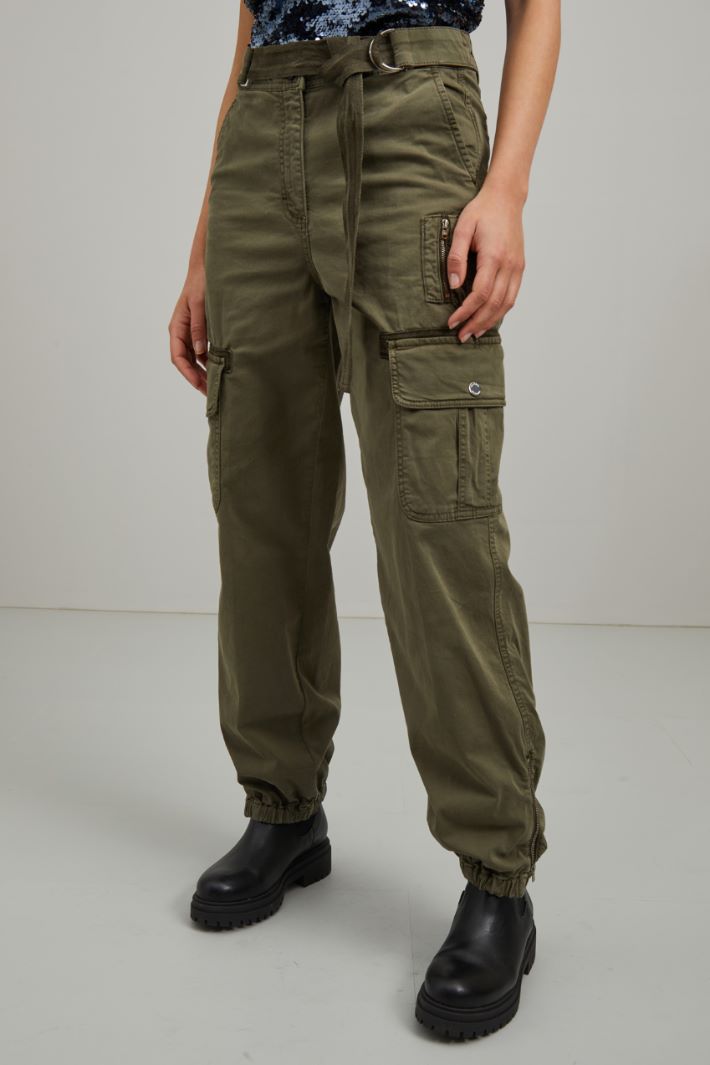 Pantaloni in gabardina - VERDE KAKI - Fashion Market - 2