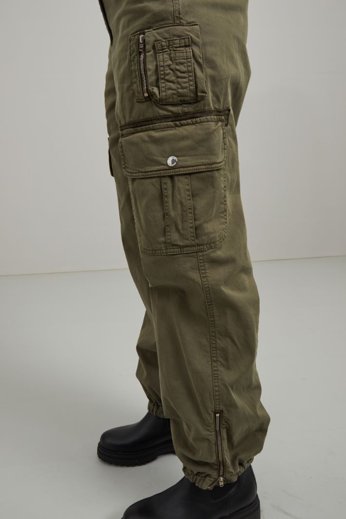 Pantaloni in gabardina - VERDE KAKI - Fashion Market - 3