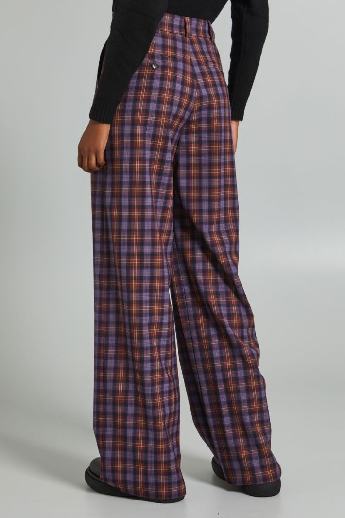 Pantaloni con pieghe cucite - VIOLA VERDE GIALLO - Fashion Market - 4