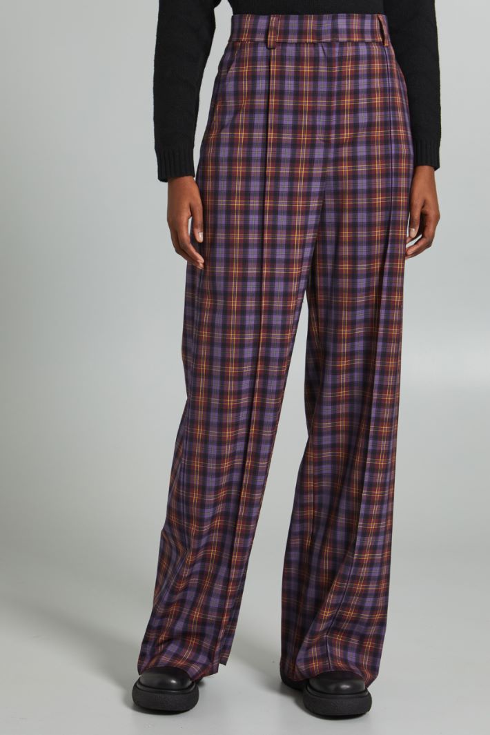 Pantaloni con pieghe cucite - VIOLA VERDE GIALLO - Fashion Market - 2