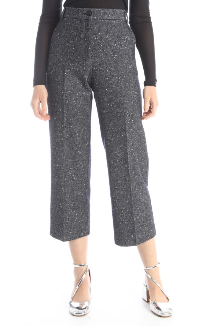 Pantaloni in cotone e lana - ANTRACITE - Fashion Market - 4