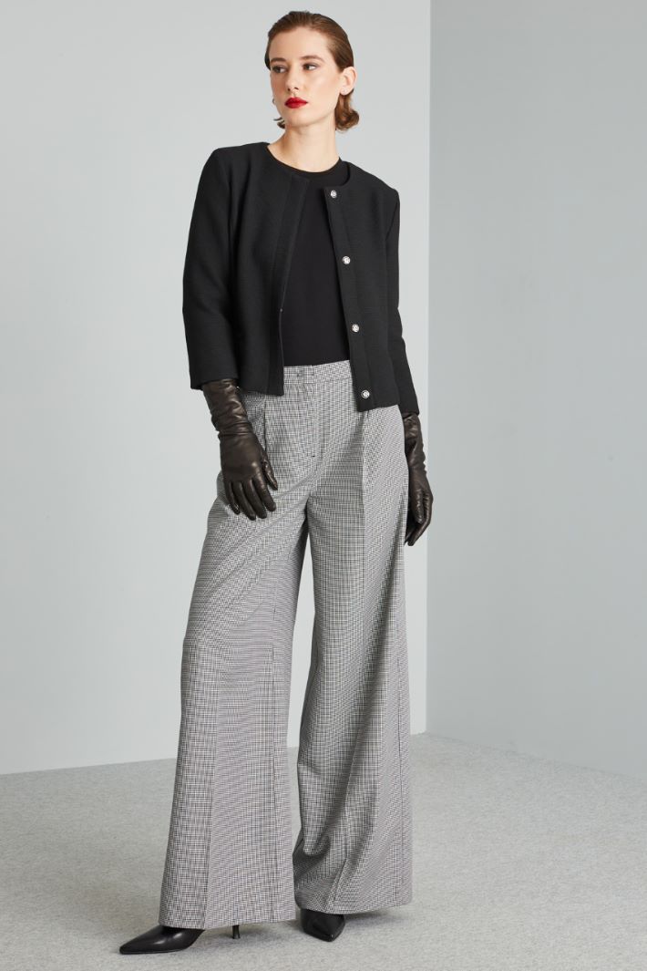 Pantaloni ampi con pinces - NERO BIANCO - Fashion Market