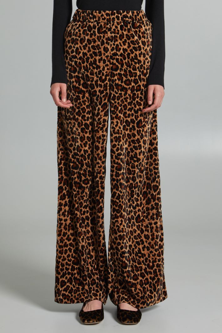 Pantaloni morbidi in velluto - MARRONE NERO BEIGE - Fashion Market - 2