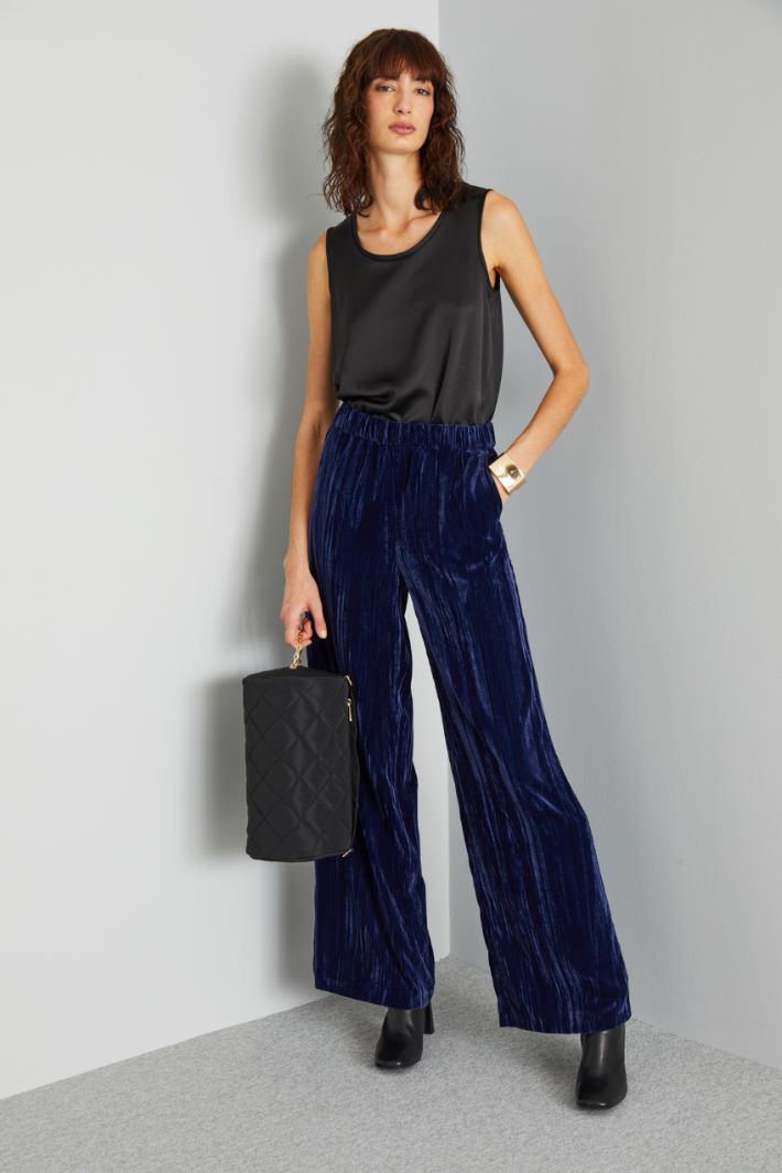 Pantaloni morbidi in velluto - BLU - Fashion Market