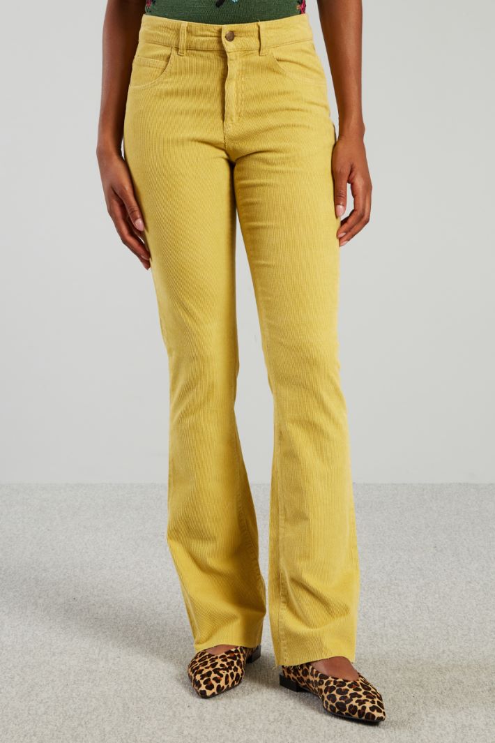 Pantaloni flare in velluto - SENAPE - Fashion Market - 2