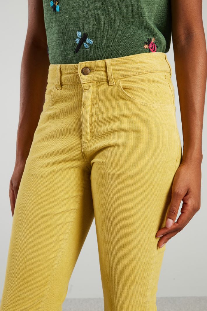 Pantaloni flare in velluto - SENAPE - Fashion Market - 3