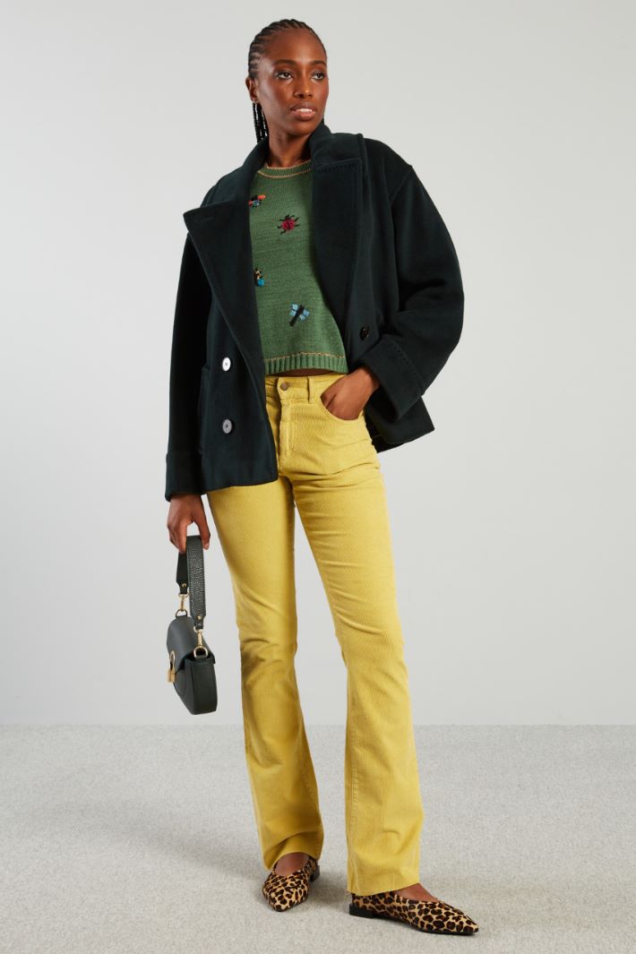 Pantaloni flare in velluto - SENAPE - Fashion Market