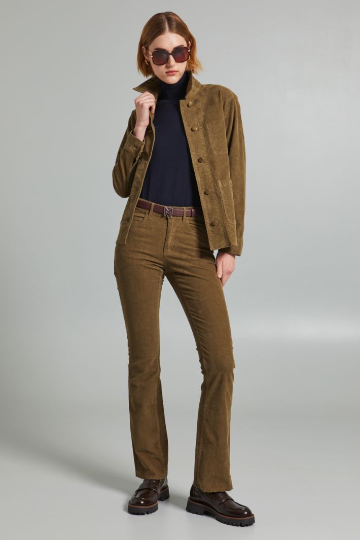 Pantaloni flare in velluto - VERDE KAKI - Fashion Market