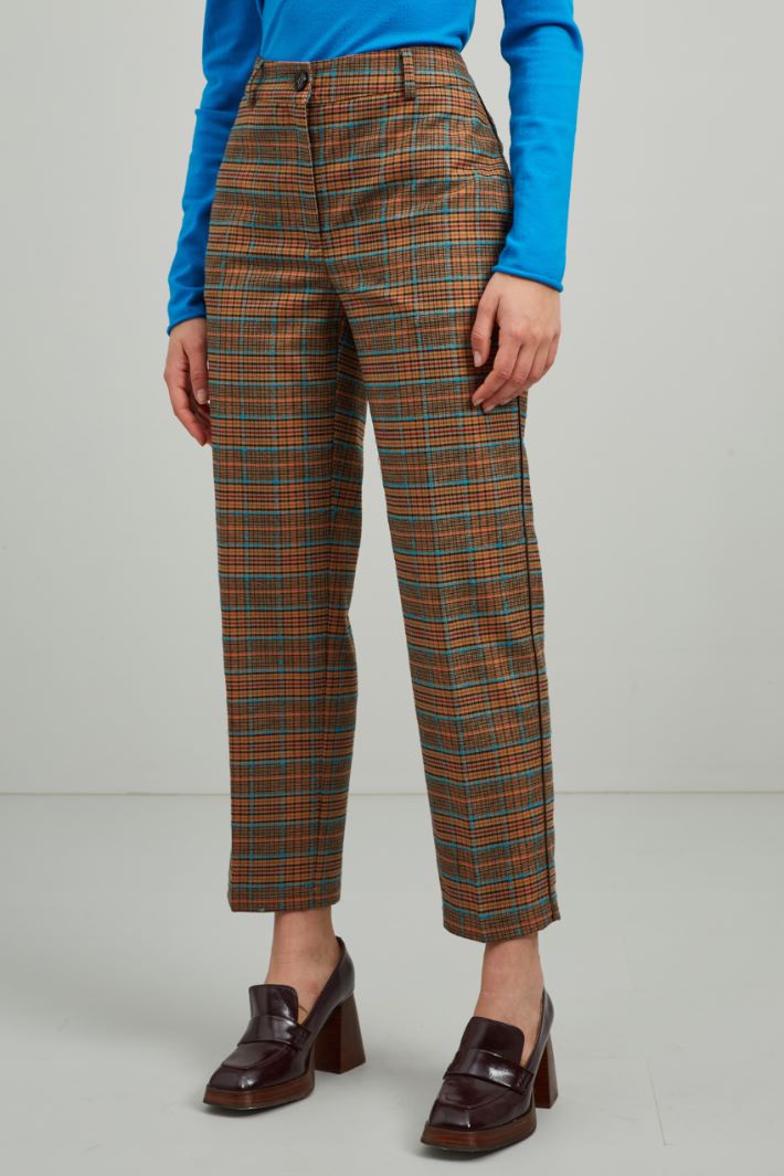 Pantaloni con piping - CAMMELLO NERO AZZURRO - Fashion Market - 2