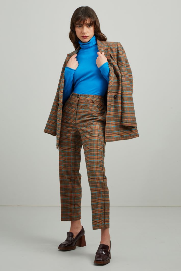 Pantaloni con piping - CAMMELLO NERO AZZURRO - Fashion Market
