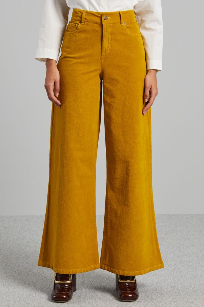 Pantaloni a zampa in velluto - SENAPE - Fashion Market - 4
