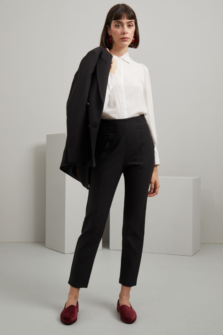 Pantaloni a sigaretta stretch - NERO - Fashion Market