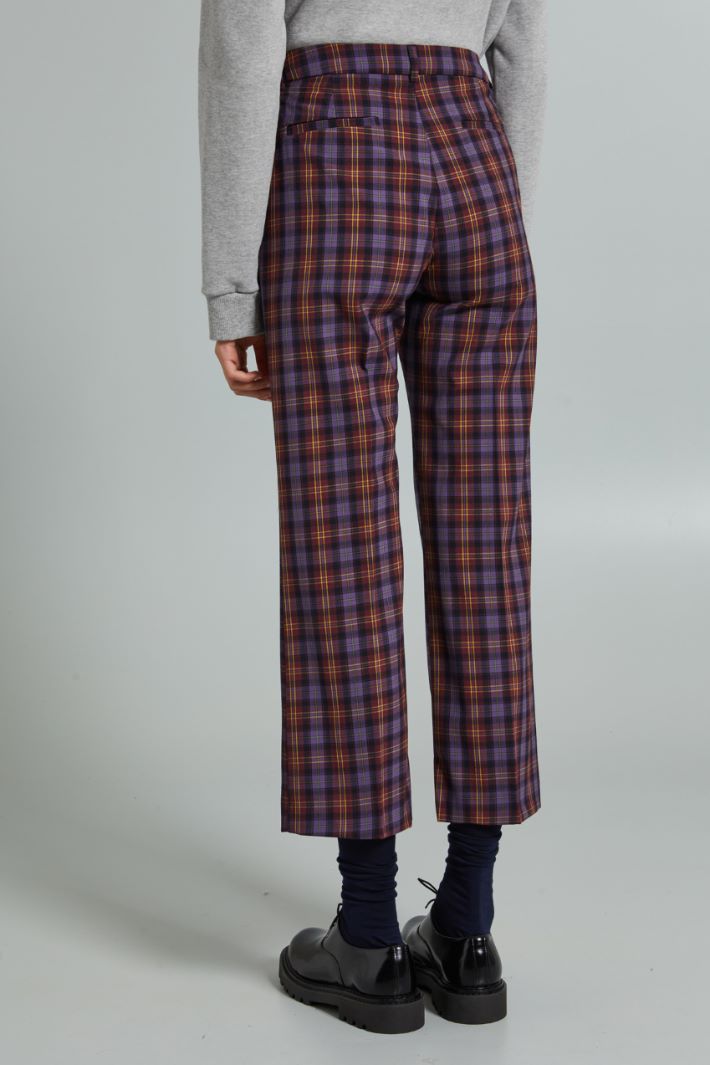 Pantaloni in tela tinto filo - VIOLA GIALLO - Fashion Market - 4