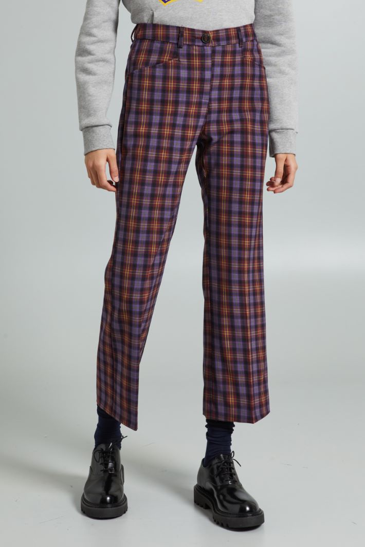 Pantaloni in tela tinto filo - VIOLA GIALLO - Fashion Market - 2