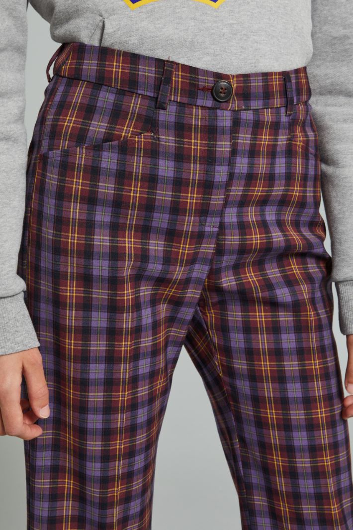 Pantaloni in tela tinto filo - VIOLA GIALLO - Fashion Market - 3
