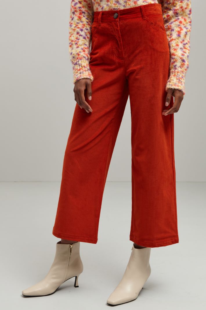Pantaloni a palazzo in velluto - RUGGINE - Fashion Market - 2