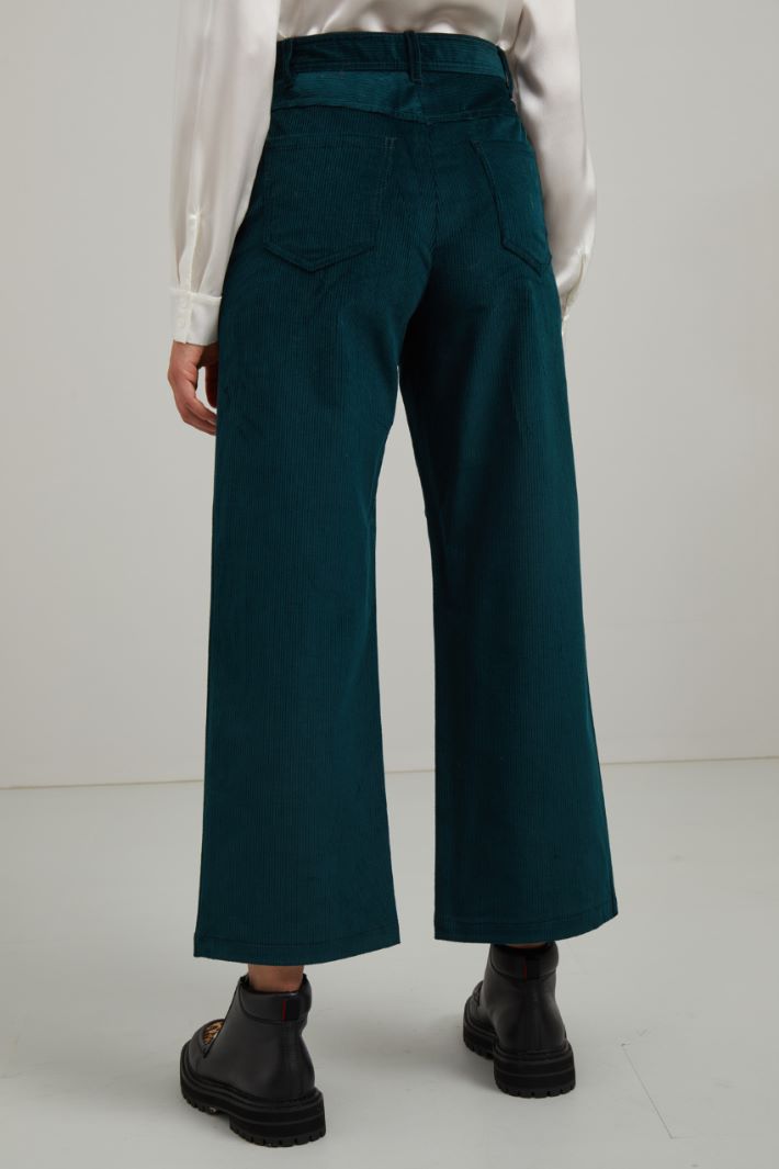 Pantaloni a palazzo in velluto - VERDE SCURO - Fashion Market - 4
