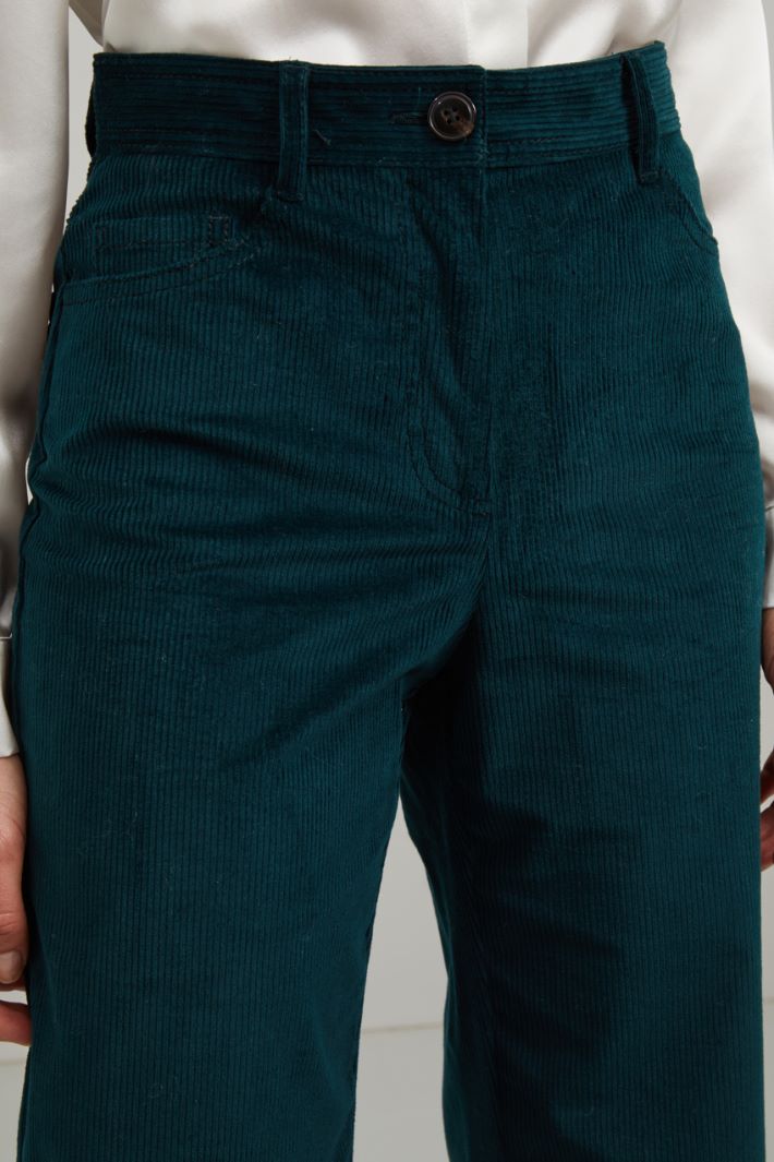 Pantaloni a palazzo in velluto - VERDE SCURO - Fashion Market - 3