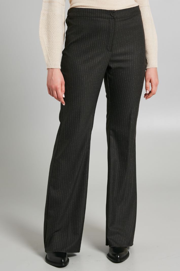 Pantaloni in gabardina gessata - ANTRACITE CAMMELLO - Fashion Market - 2