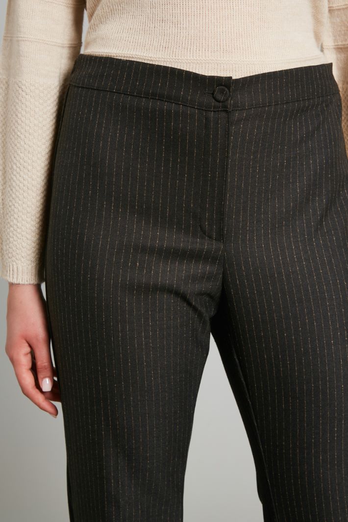 Pantaloni in gabardina gessata - ANTRACITE CAMMELLO - Fashion Market - 3