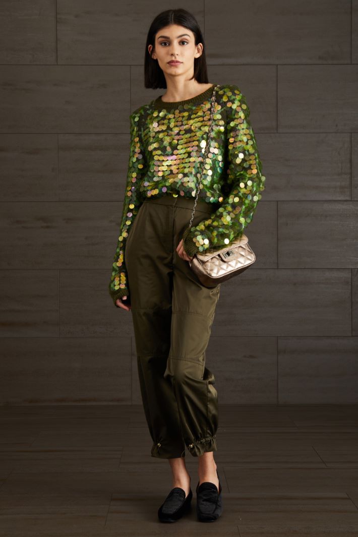 Pantaloni in taffetà - VERDE KAKI - Fashion Market