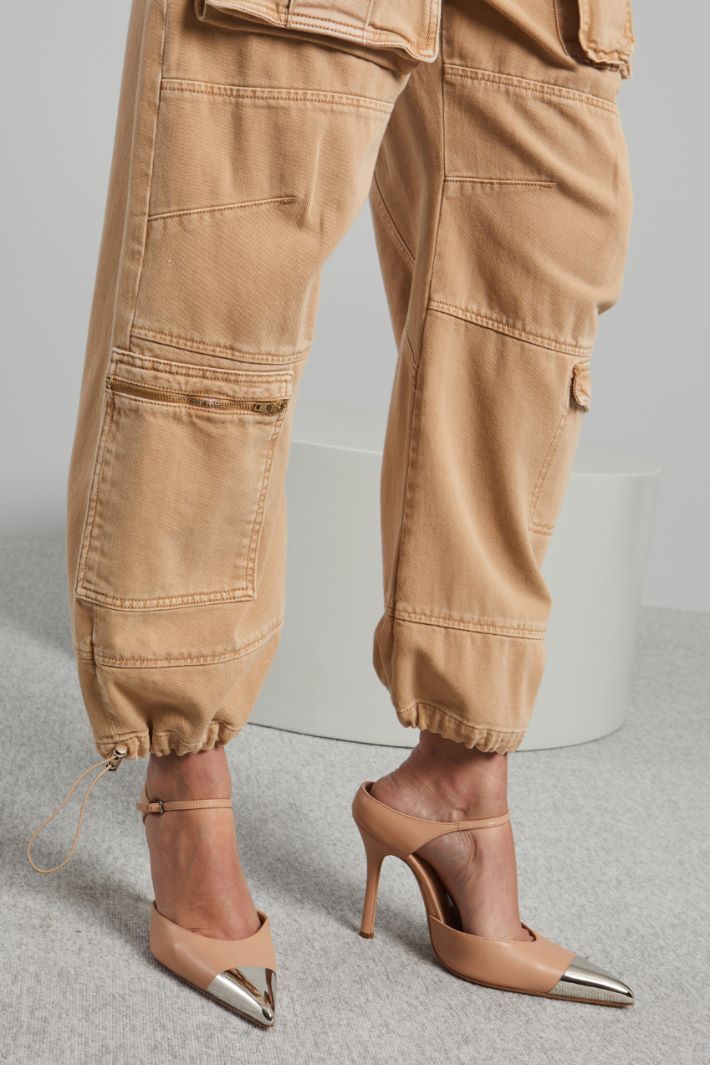 Pantaloni cargo in bull - SABBIA - Fashion Market - 3