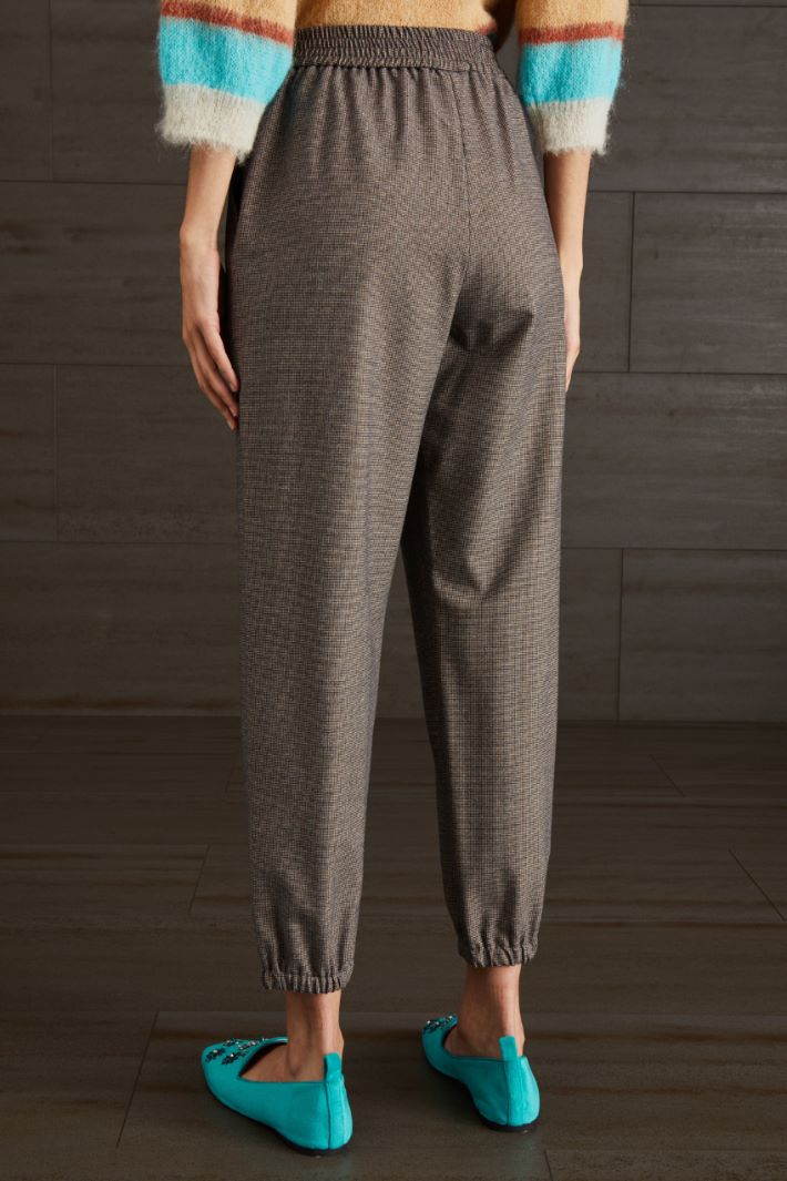 Pantaloni con elastico in vita - MARRONE NERO BEIGE - Fashion Market - 4
