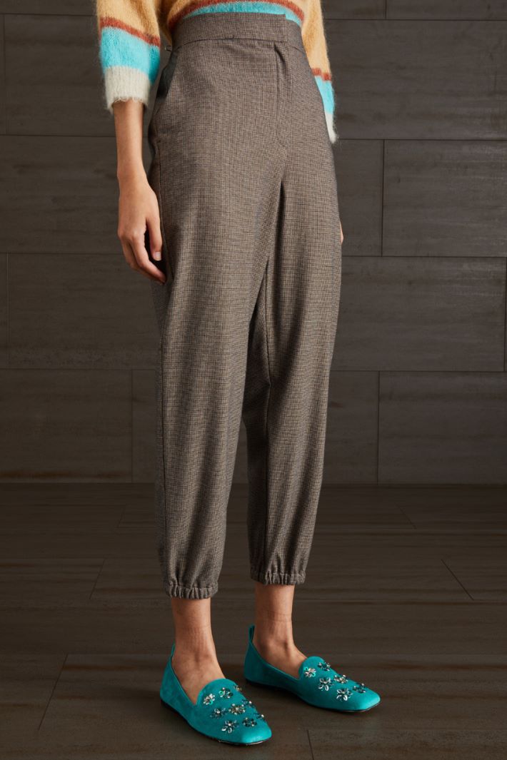 Pantaloni con elastico in vita - MARRONE NERO BEIGE - Fashion Market - 2