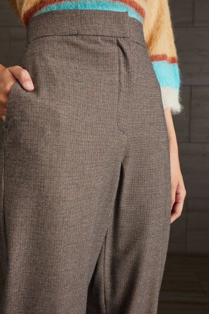 Pantaloni con elastico in vita - MARRONE NERO BEIGE - Fashion Market - 3