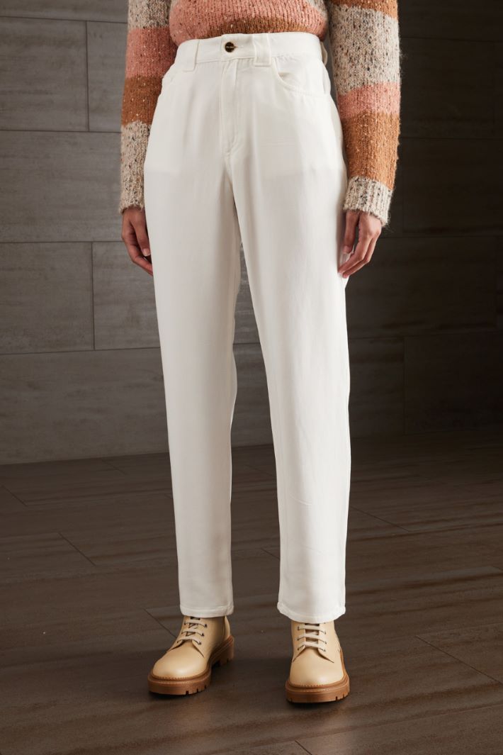 Pantaloni in gabardina - BIANCO - Fashion Market - 2