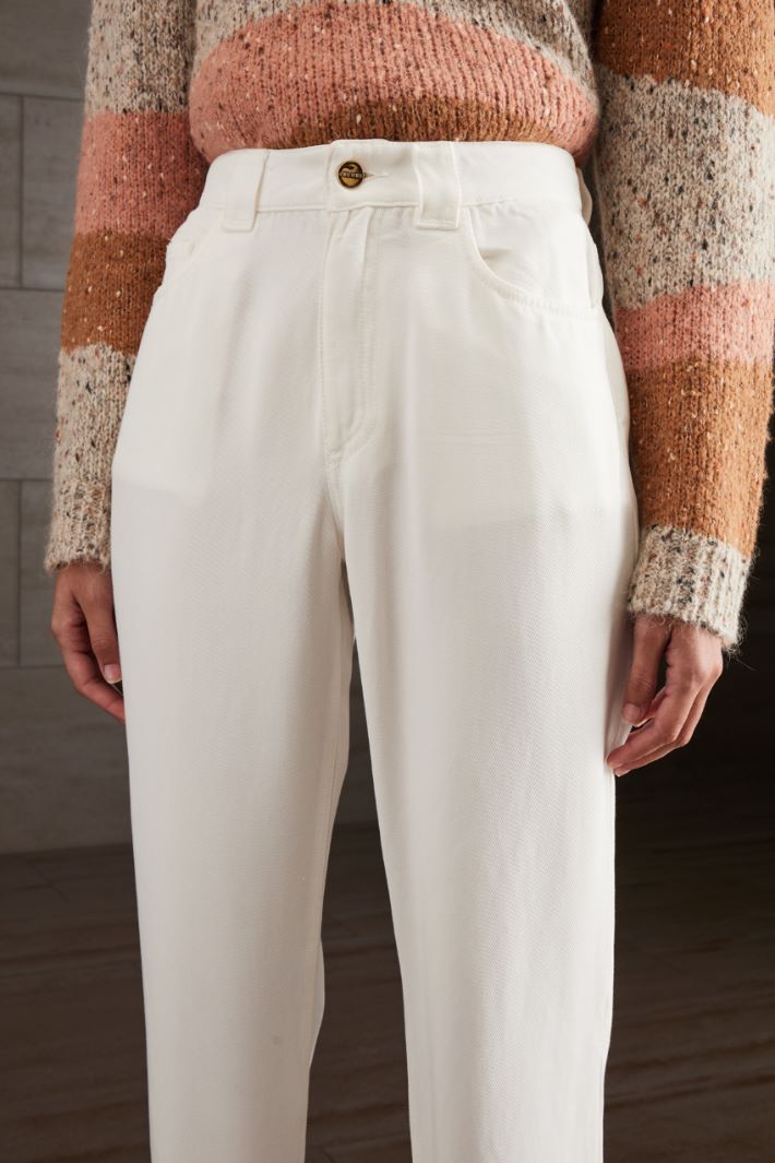 Pantaloni in gabardina - BIANCO - Fashion Market - 3