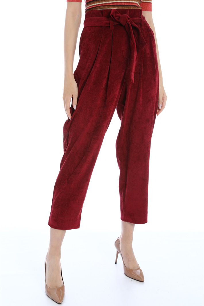 Pantaloni carrot in velluto - BORDEAUX - Fashion Market - 4