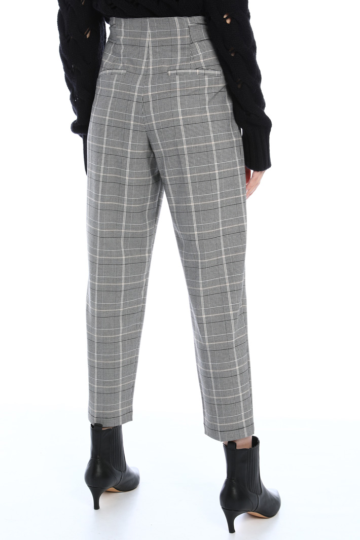Pantaloni carrot tinto filo - NERO BIANCO - Fashion Market - 2