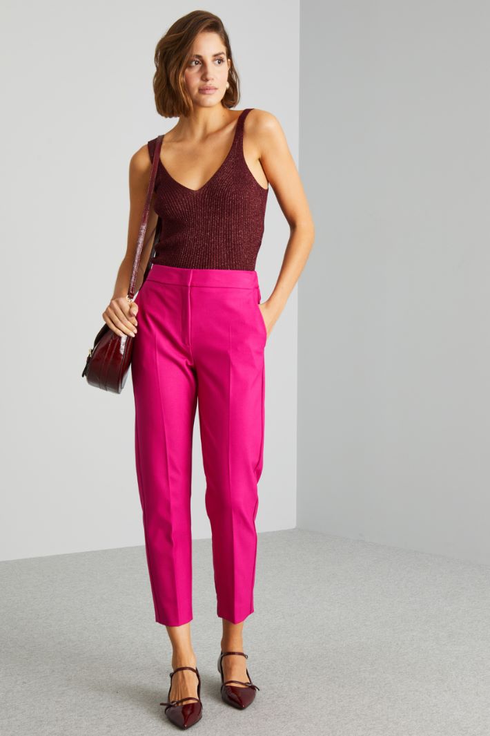 Pantaloni carrot in batavia - FUCSIA - Fashion Market