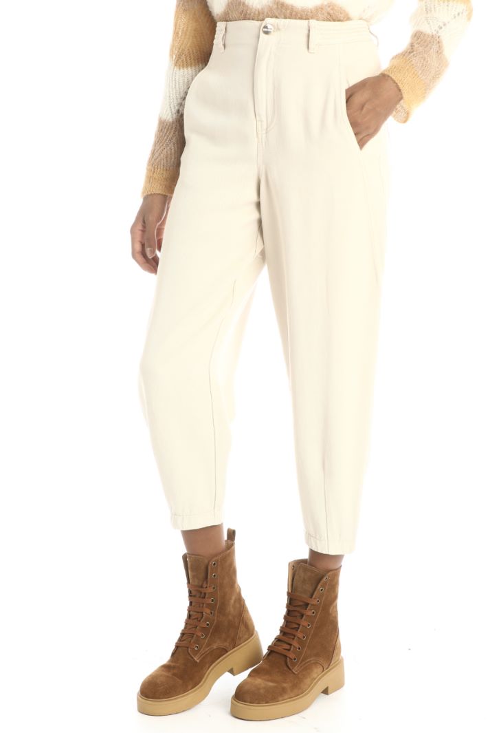 Pantaloni in fibra naturale - AVORIO - Fashion Market - 4