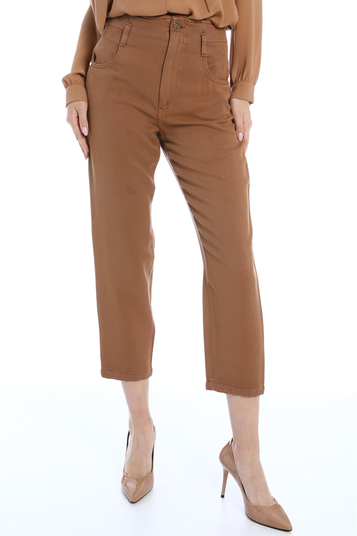 Pantaloni baggy in gabardine - CAMMELLO - Fashion Market - 4