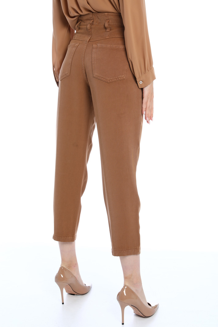 Pantaloni baggy in gabardine - CAMMELLO - Fashion Market - 2