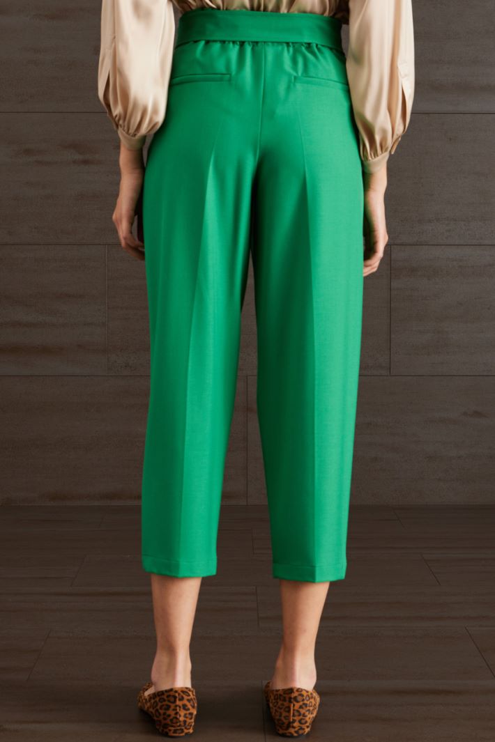 Pantaloni carrot in viscosa - VERDE PRATO - Fashion Market - 4