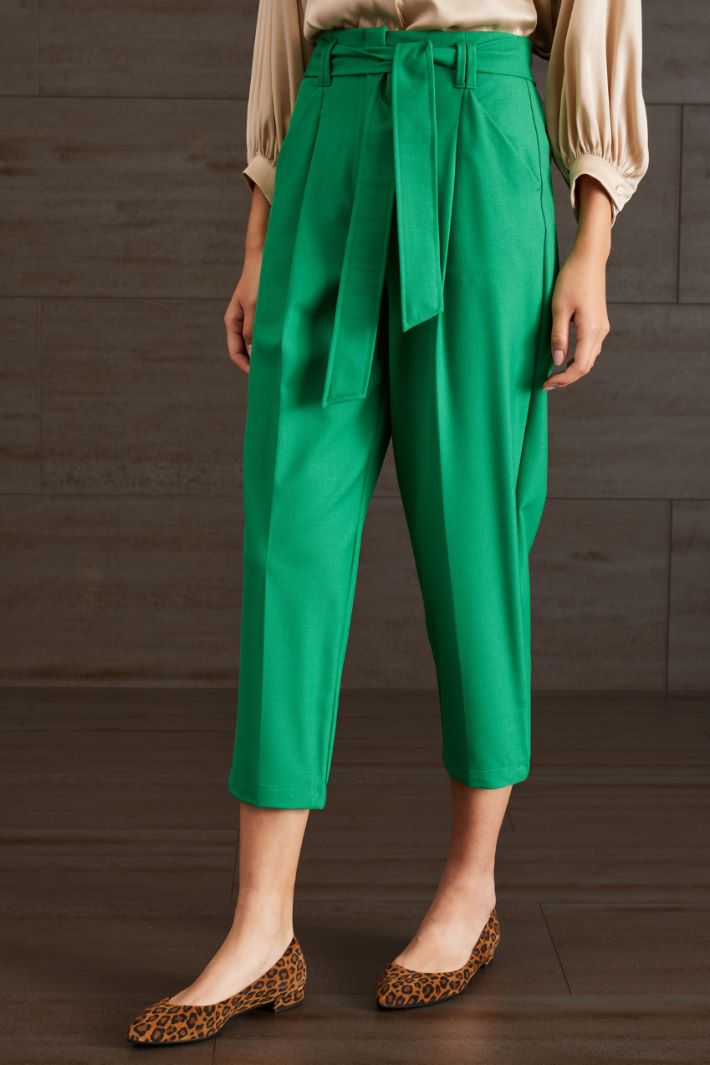 Pantaloni carrot in viscosa - VERDE PRATO - Fashion Market - 2