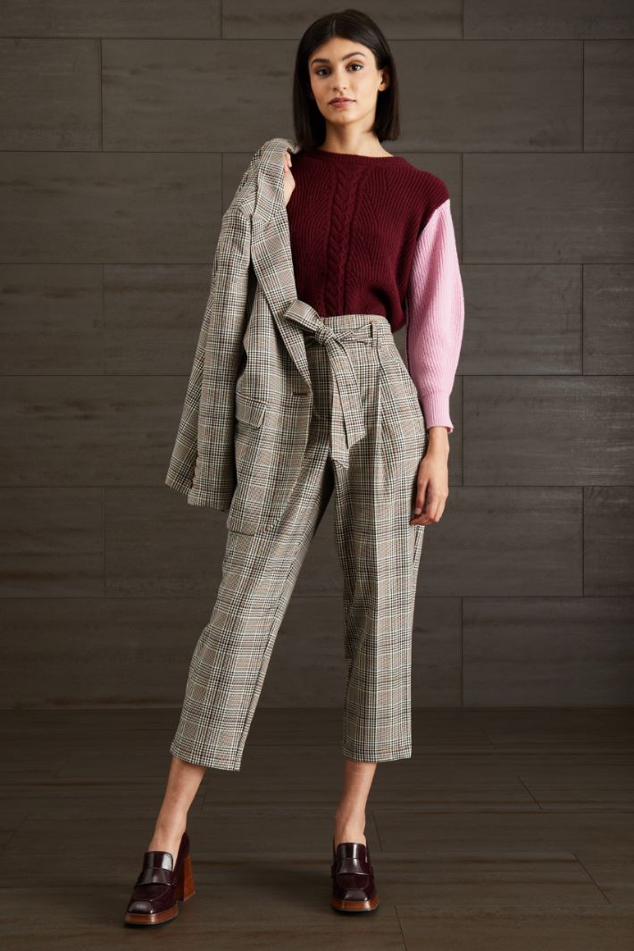 Pantaloni carrot in viscosa - NERO BIANCO MARRONE - Fashion Market