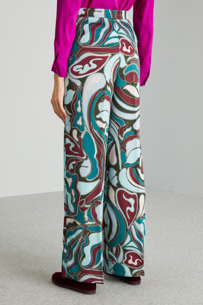 Pantaloni in raso martellato - PETROLIO BORGOGNA - Fashion Market - 4