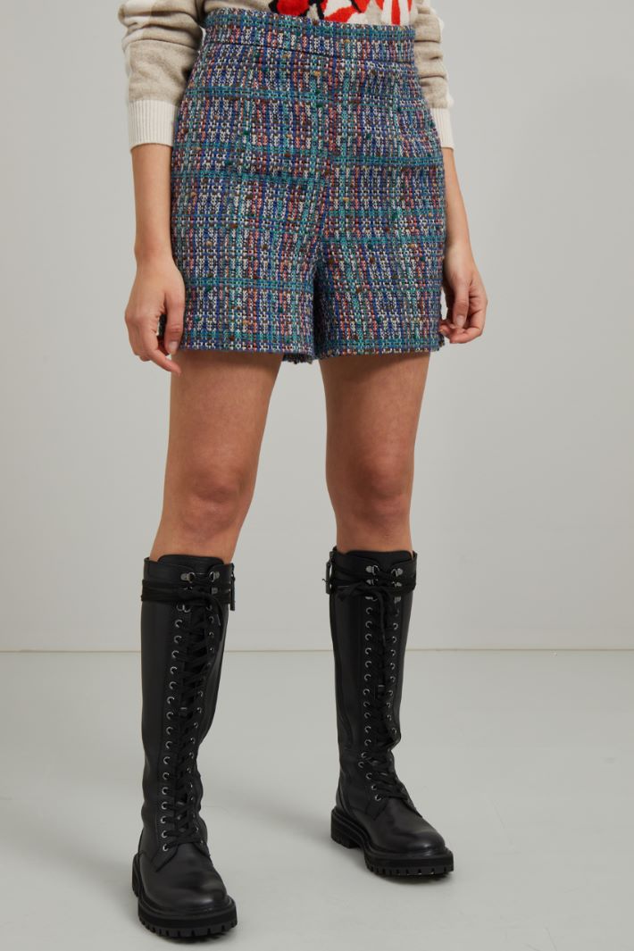 Shorts in tweed - BLU VERDE ARANCIONE - Fashion Market - 2