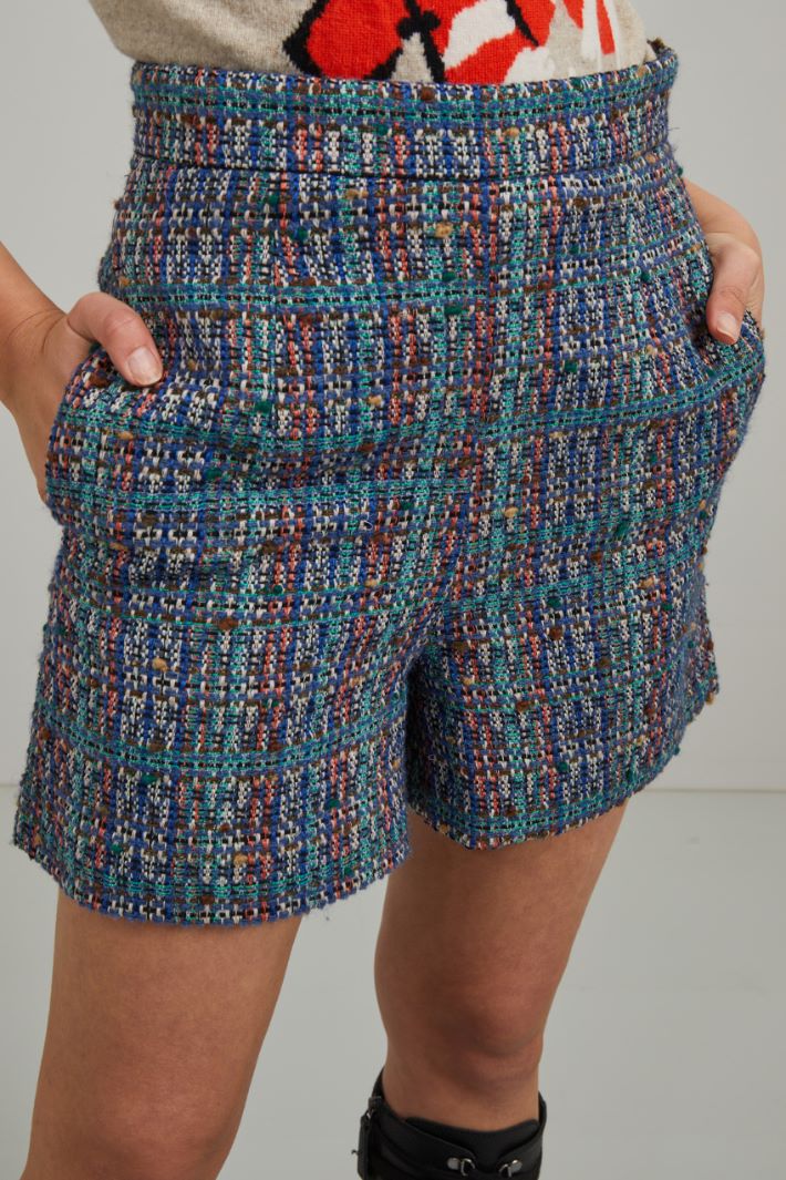 Shorts in tweed - BLU VERDE ARANCIONE - Fashion Market - 3