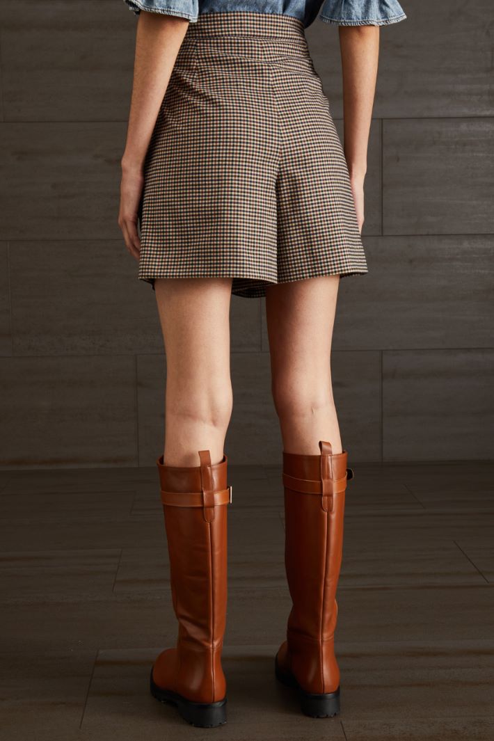 Shorts in viscosa tinto filo - MARRONE BEIGE NERO - Fashion Market - 4
