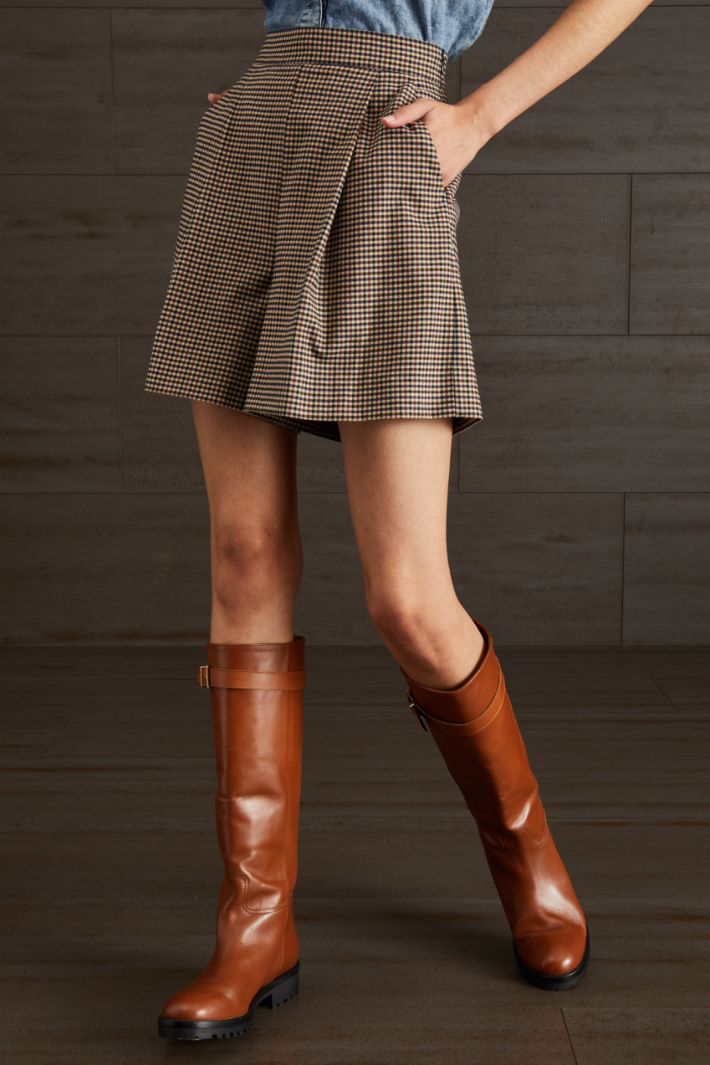 Shorts in viscosa tinto filo - MARRONE BEIGE NERO - Fashion Market - 2