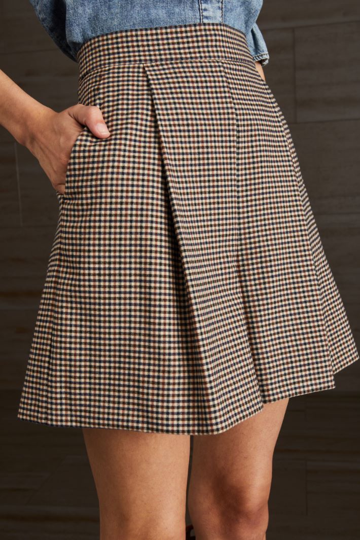 Shorts in viscosa tinto filo - MARRONE BEIGE NERO - Fashion Market - 3